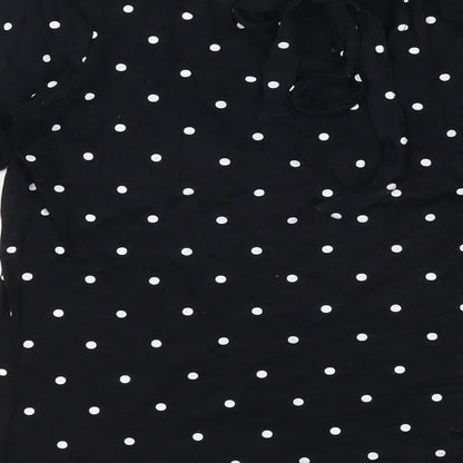 Bossini Womens Black Polka Dot Viscose Basic T-Shirt Size XS Round Neck