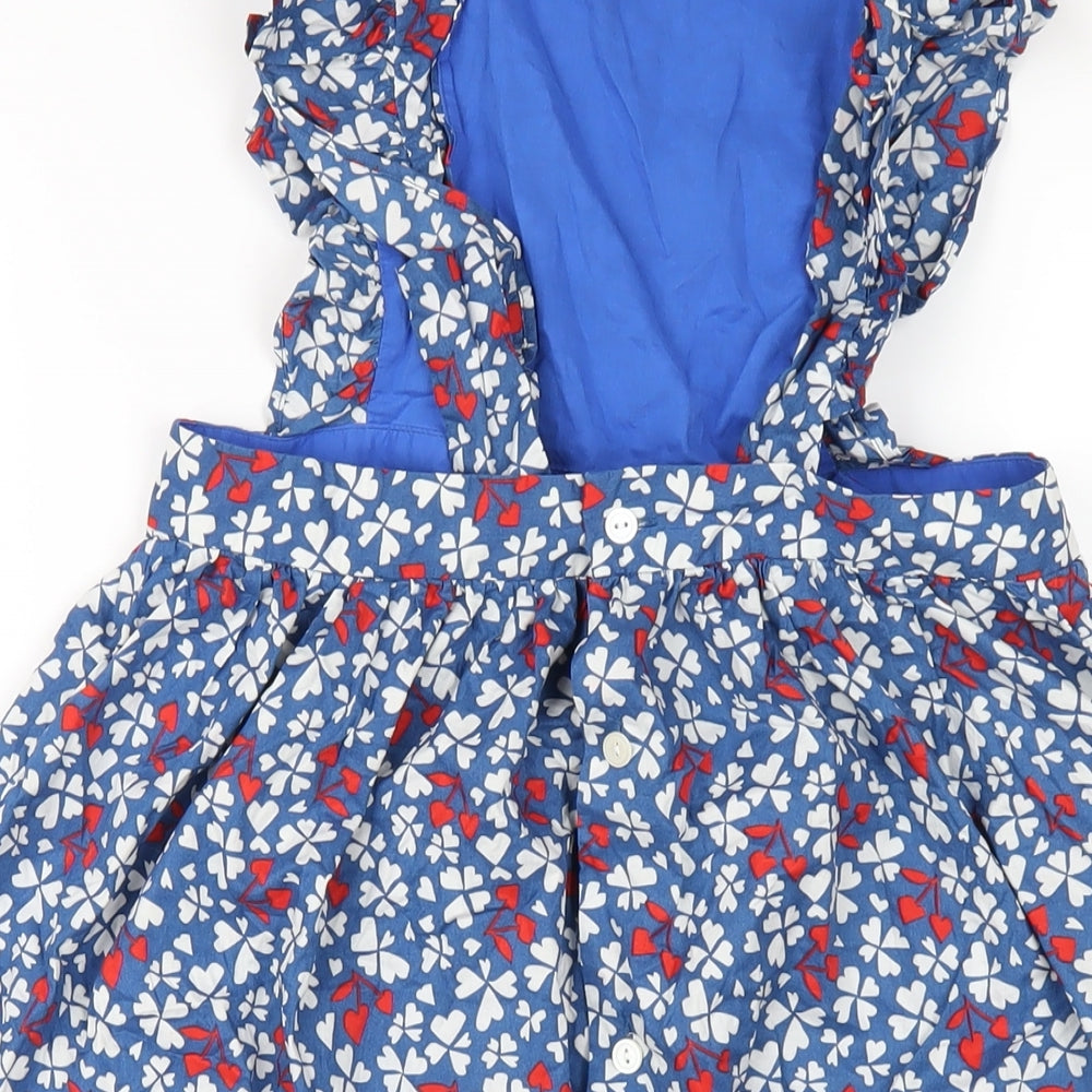 Bonpoint Womens Blue Geometric Cotton A-Line Size 10 Round Neck Button