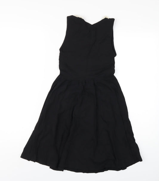 New Look Womens Black Cotton A-Line Size 6 Collared Pullover