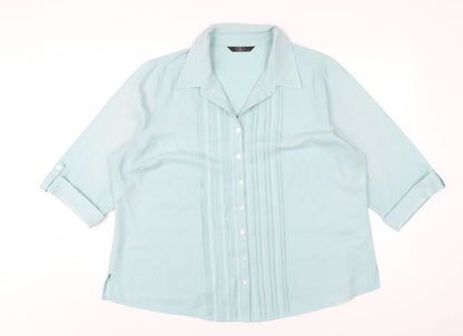 Bonmarché Womens Blue Polyester Basic Button-Up Size 22 Collared