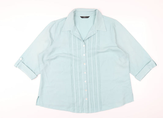 Bonmarché Womens Blue Polyester Basic Button-Up Size 22 Collared