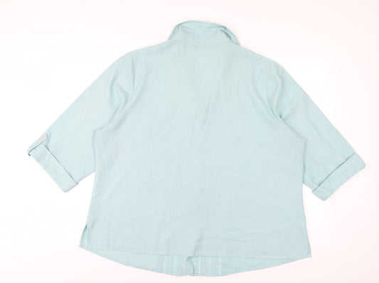 Bonmarché Womens Blue Polyester Basic Button-Up Size 22 Collared