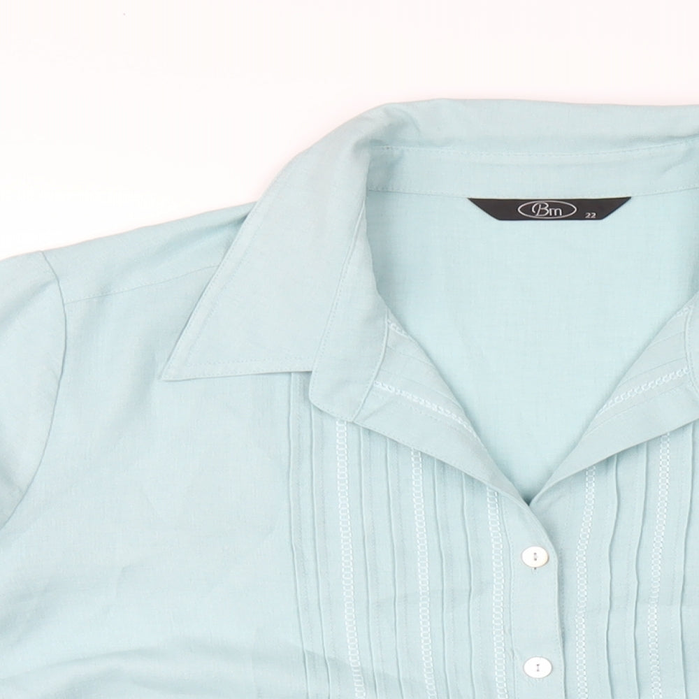 Bonmarché Womens Blue Polyester Basic Button-Up Size 22 Collared