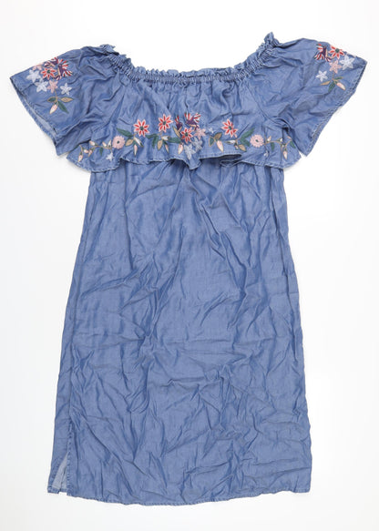 Marks and Spencer Womens Blue Lyocell A-Line Size 14 Off the Shoulder Pullover