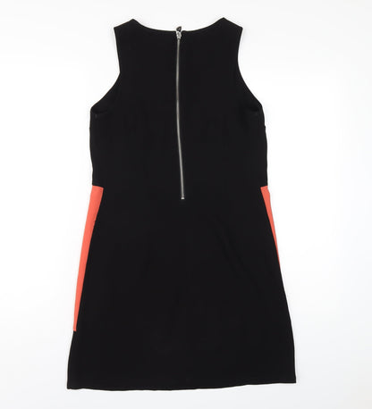 Lipsy Womens Black Polyester A-Line Size 8 Round Neck Zip