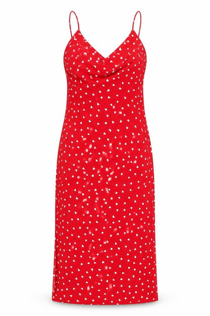 Nasty Gal Womens Red Geometric Polyester Slip Dress Size 12 Cowl Neck Zip