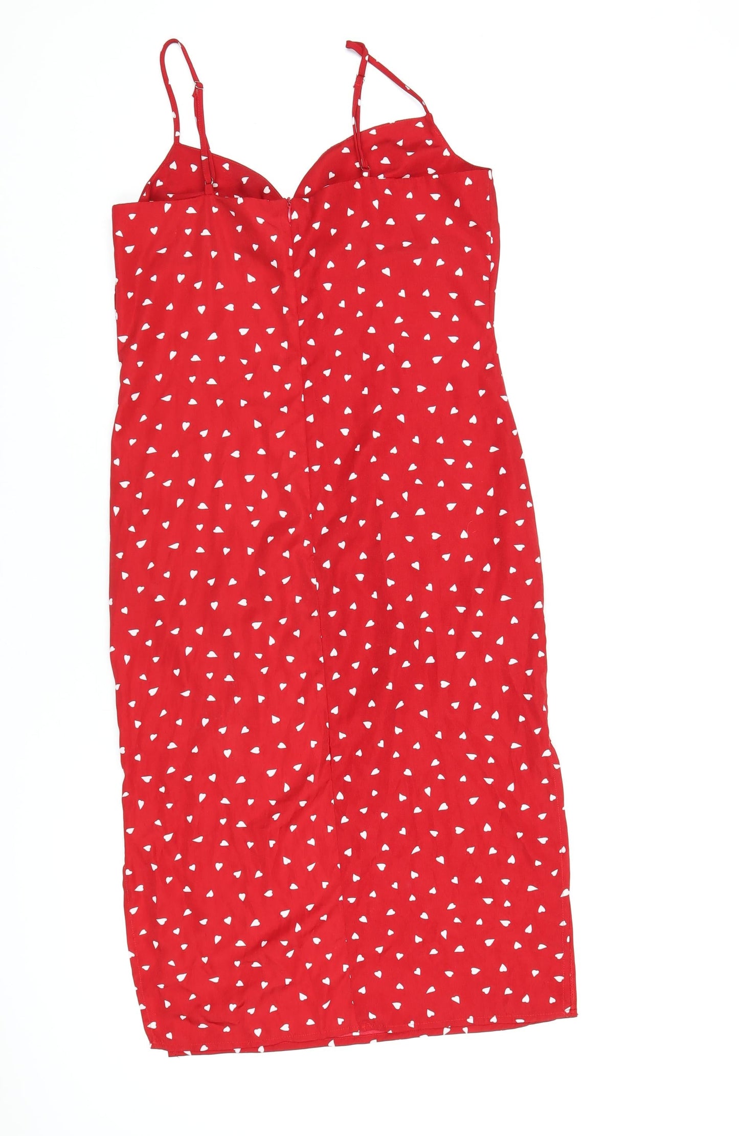 Nasty Gal Womens Red Geometric Polyester Slip Dress Size 12 Cowl Neck Zip
