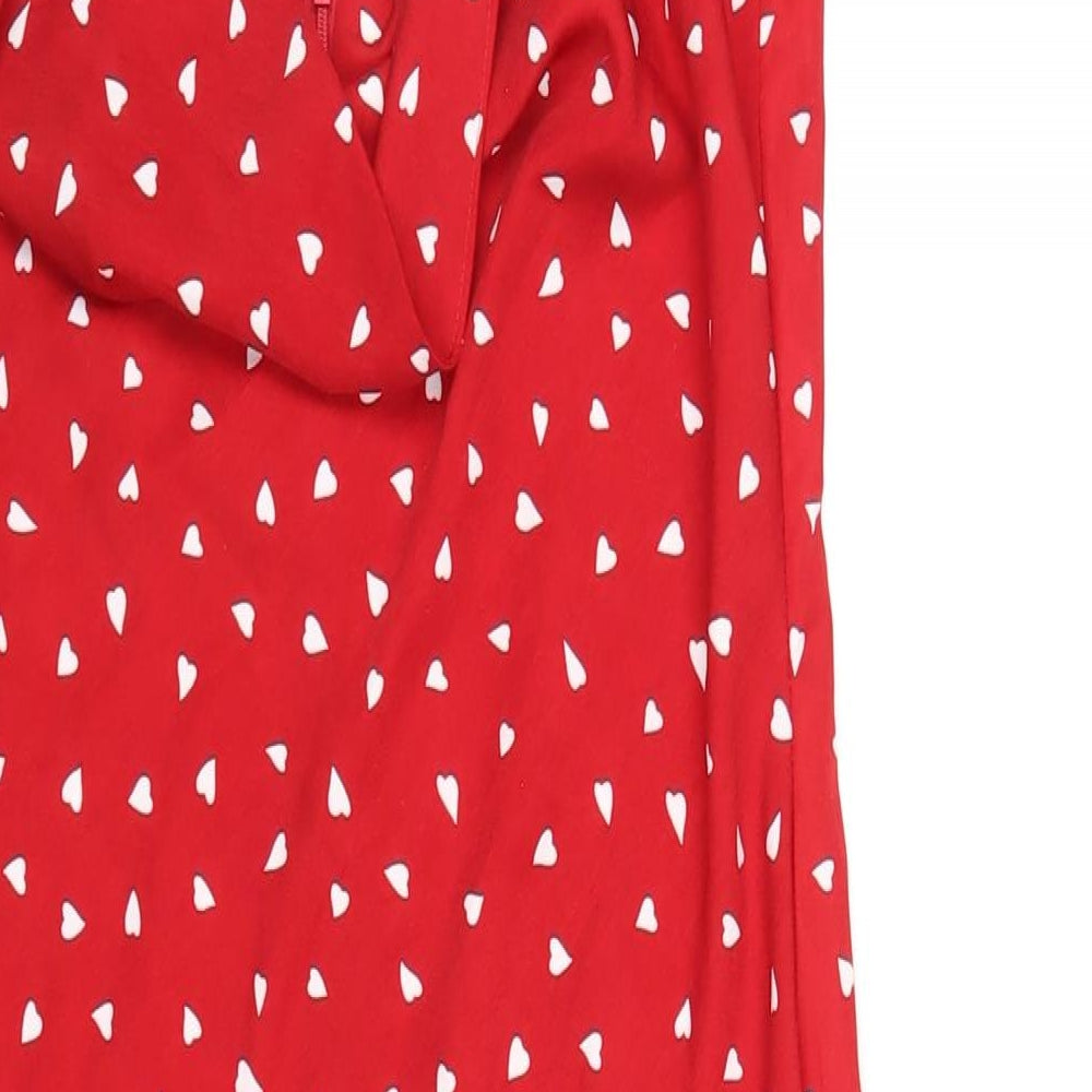 Nasty Gal Womens Red Geometric Polyester Slip Dress Size 12 Cowl Neck Zip