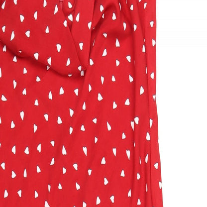 Nasty Gal Womens Red Geometric Polyester Slip Dress Size 12 Cowl Neck Zip