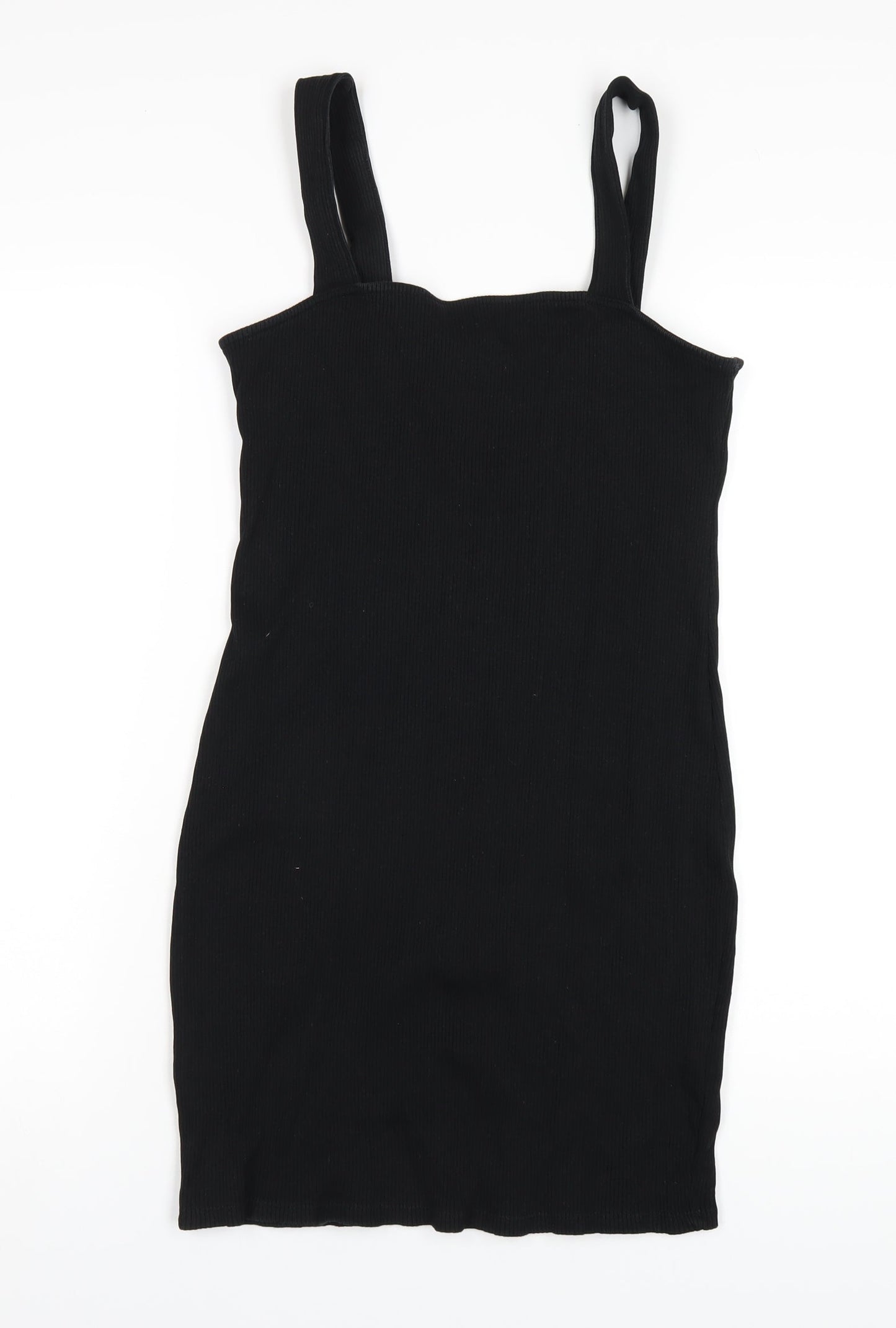 ASOS Womens Black Cotton Bodycon Size 12 Square Neck Pullover