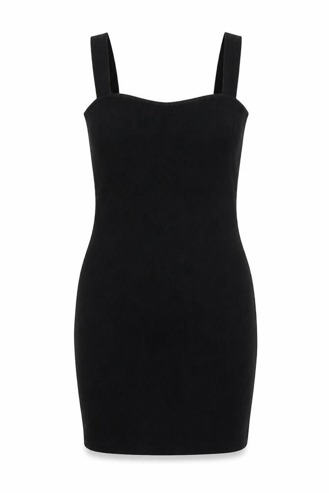 ASOS Womens Black Cotton Bodycon Size 12 Square Neck Pullover