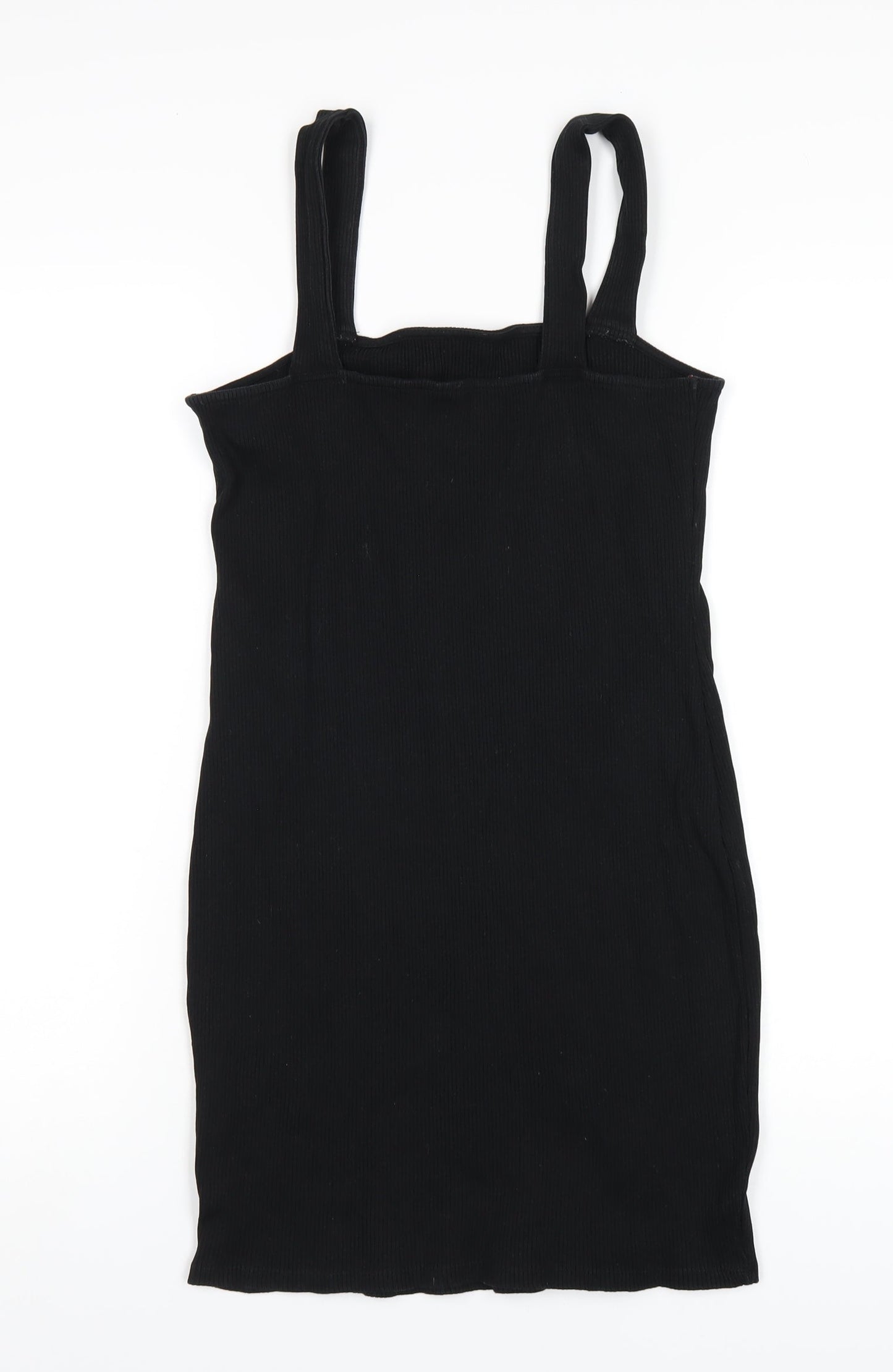 ASOS Womens Black Cotton Bodycon Size 12 Square Neck Pullover