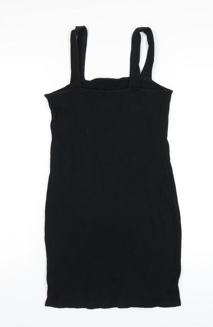 ASOS Womens Black Cotton Bodycon Size 12 Square Neck Pullover