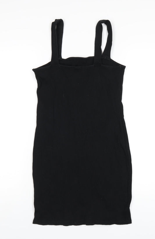 ASOS Womens Black Cotton Bodycon Size 12 Square Neck Pullover