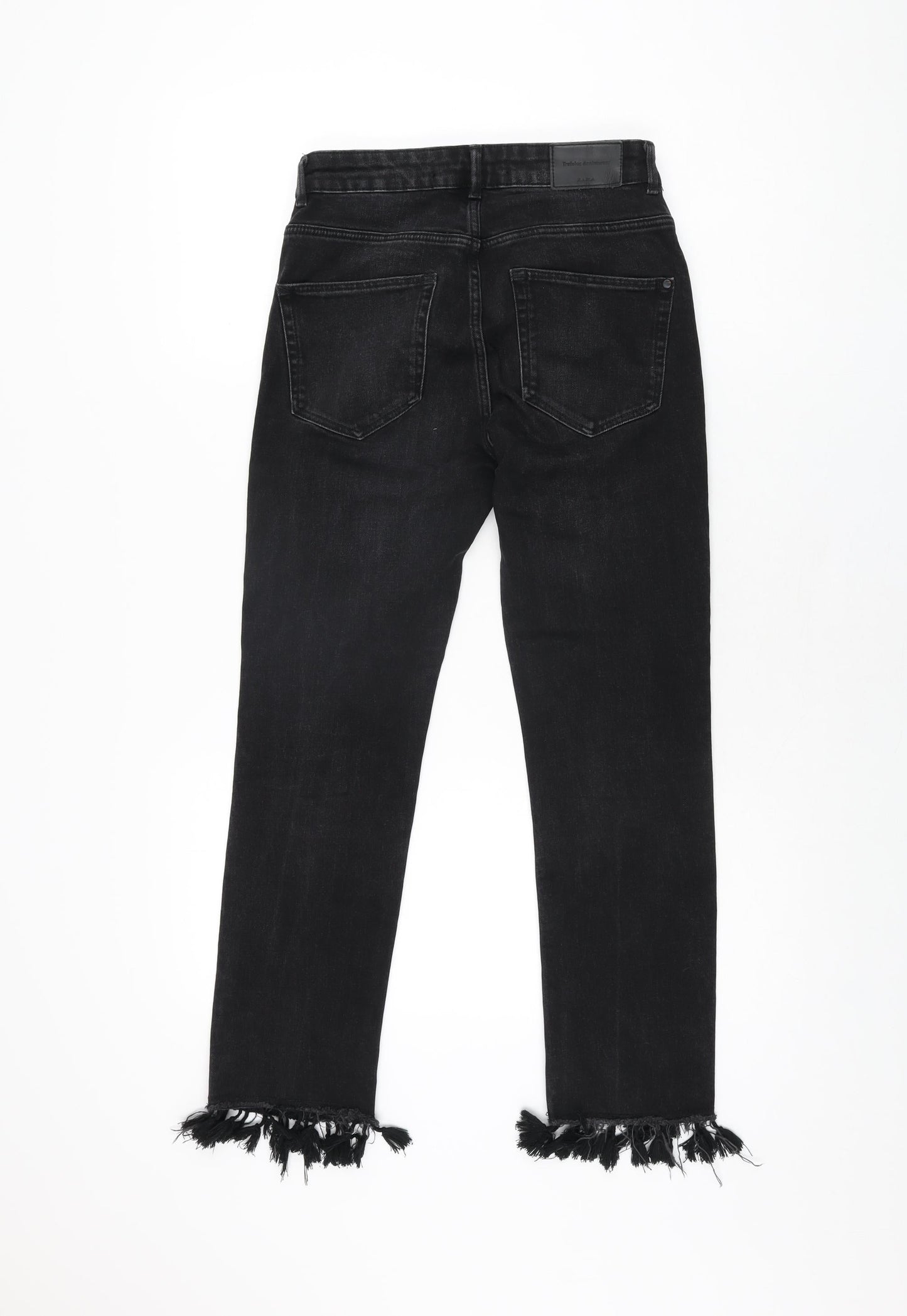 Zara Womens Black Cotton Skinny Jeans Size 4 L25.5 in Regular Zip