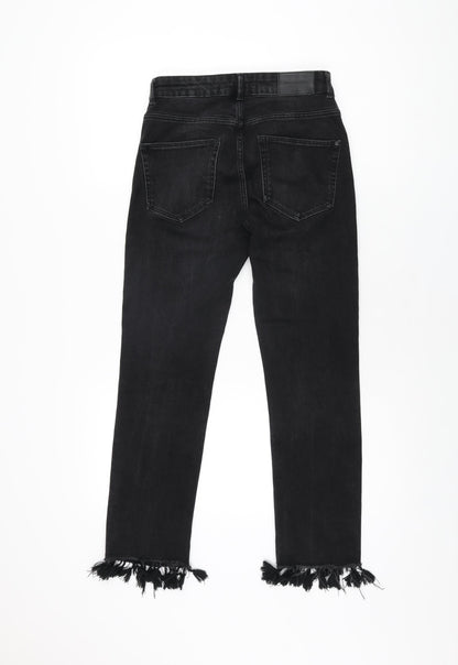 Zara Womens Black Cotton Skinny Jeans Size 4 L25.5 in Regular Zip