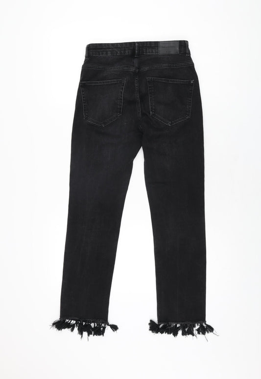 Zara Womens Black Cotton Skinny Jeans Size 4 L25.5 in Regular Zip