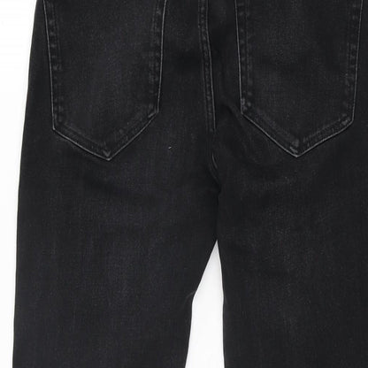Zara Womens Black Cotton Skinny Jeans Size 4 L25.5 in Regular Zip