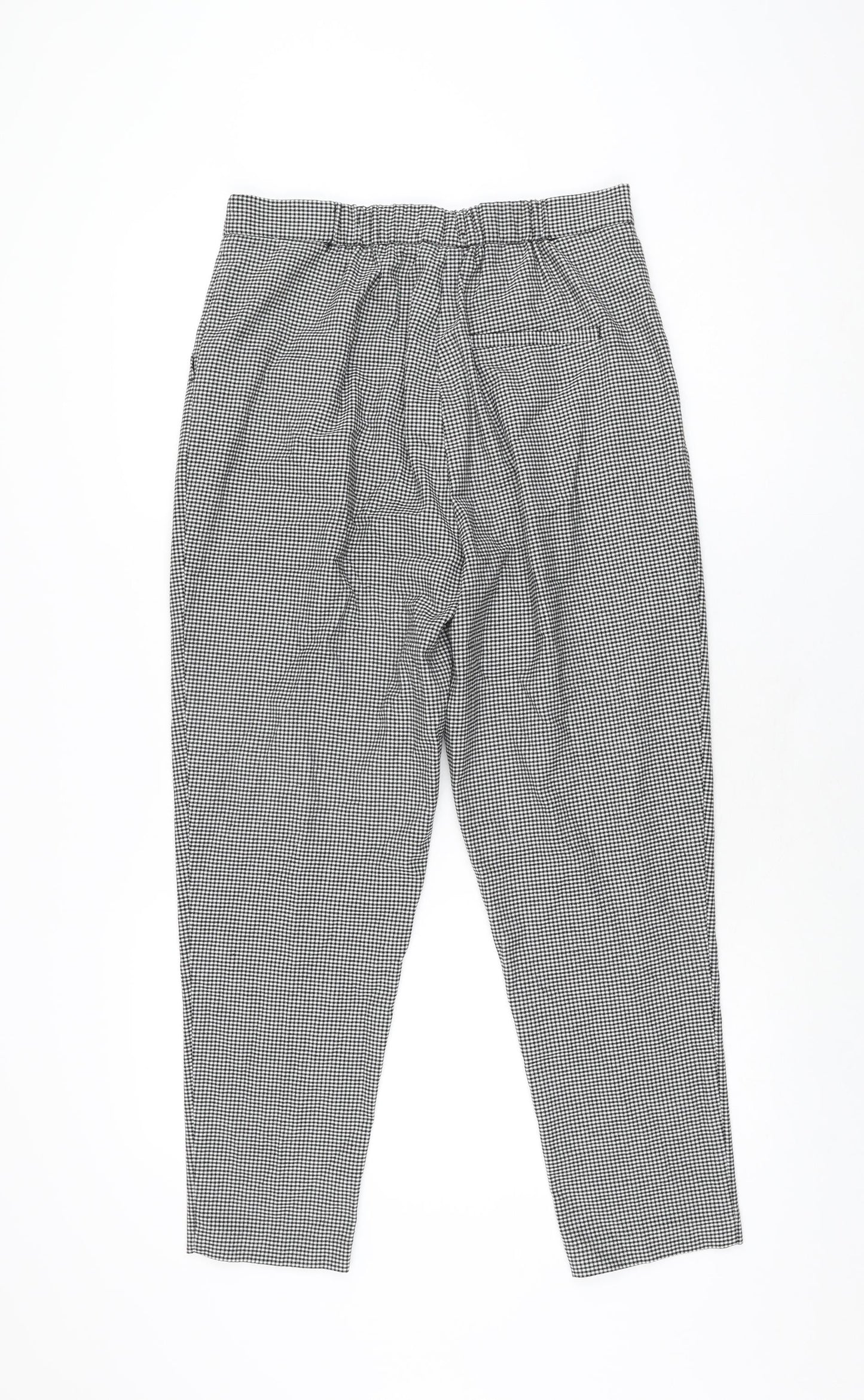 New Look Womens Grey Geometric Polyester Trousers Size 10 L26 in Regular Zip - Houndstooth
