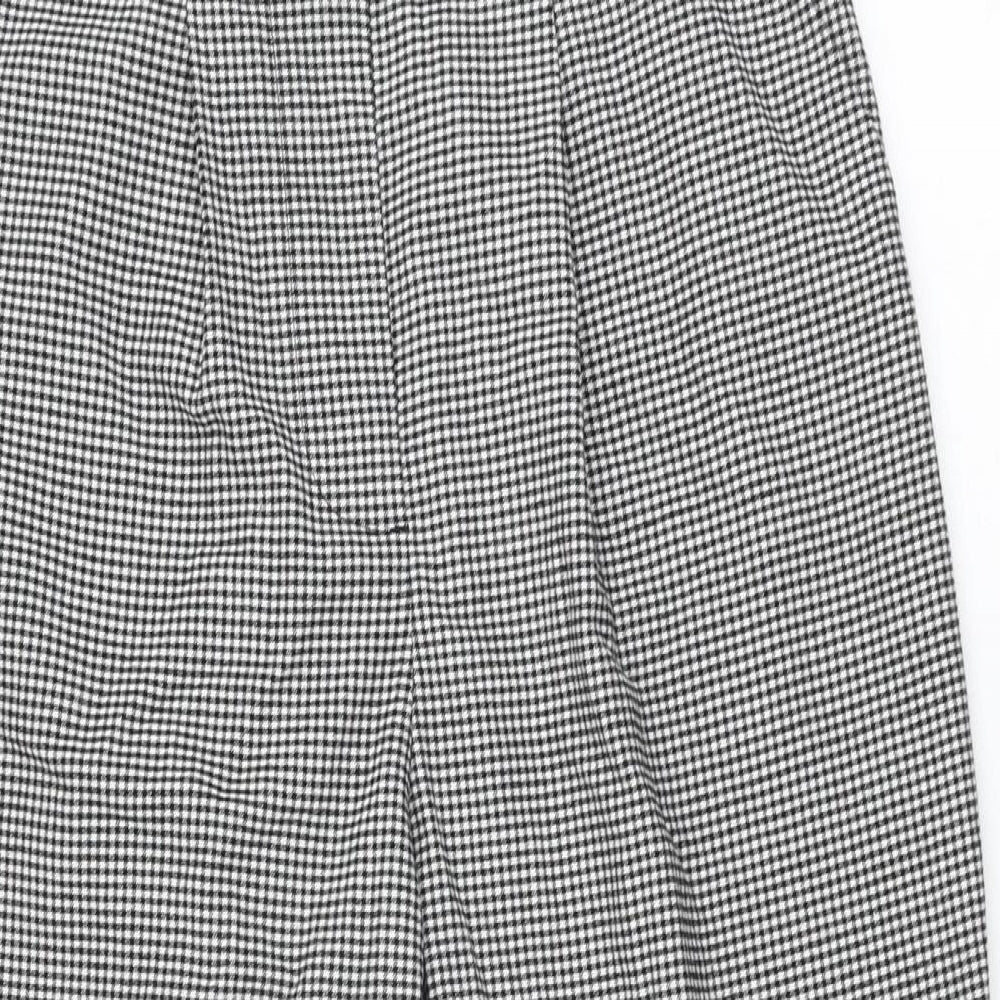 New Look Womens Grey Geometric Polyester Trousers Size 10 L26 in Regular Zip - Houndstooth