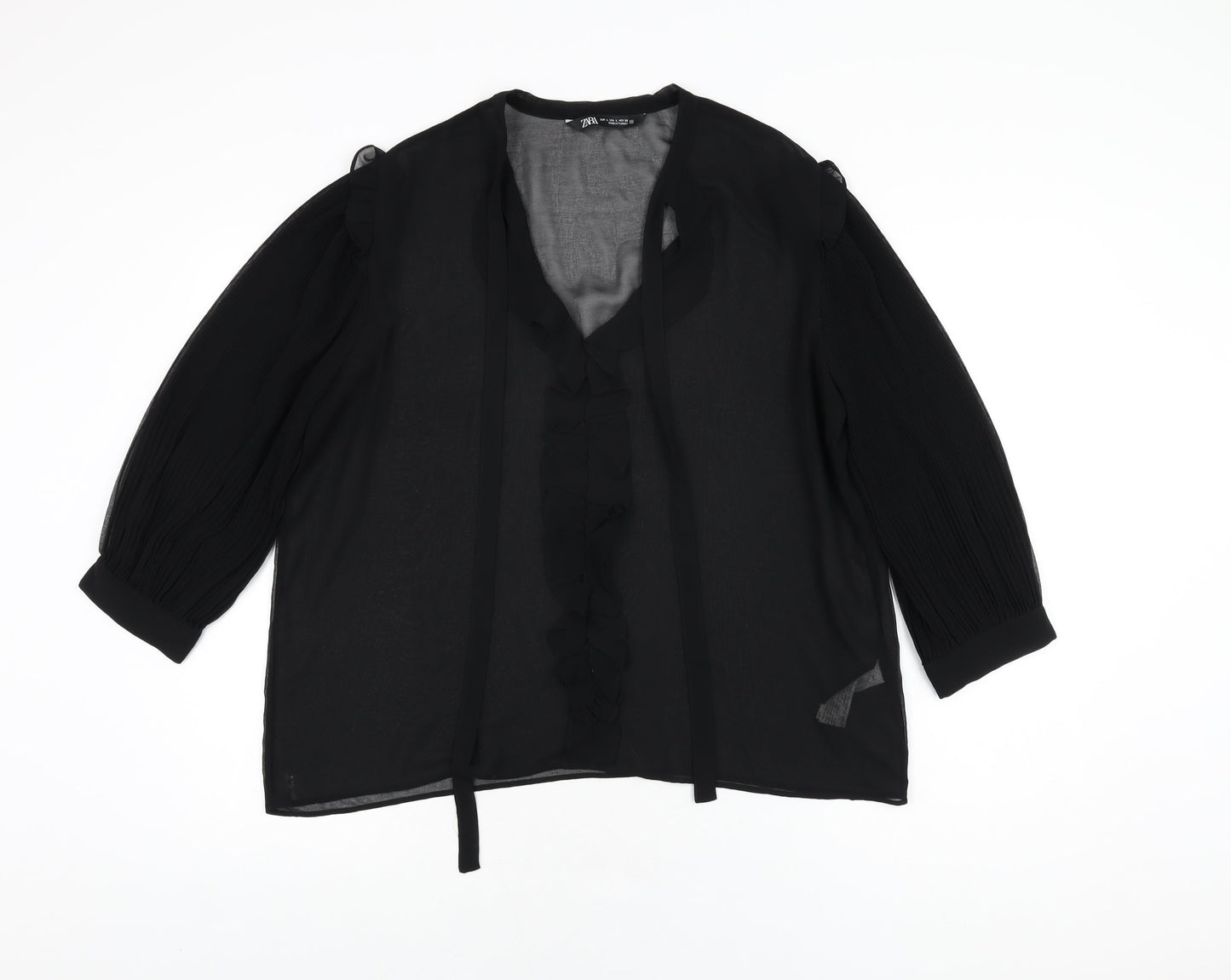Womens UK Size L Zara Black Basic Blouse