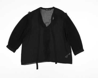 Womens UK Size L Zara Black Basic Blouse
