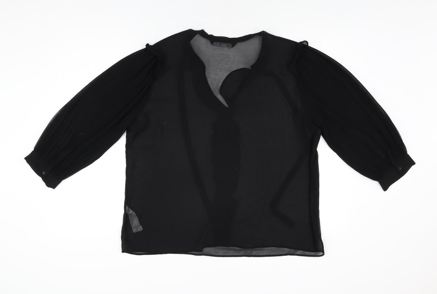 Womens UK Size L Zara Black Basic Blouse