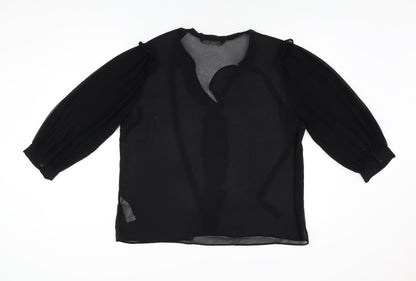 Womens UK Size L Zara Black Basic Blouse