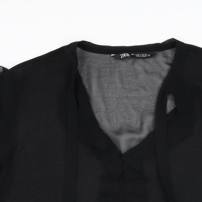 Womens UK Size L Zara Black Basic Blouse