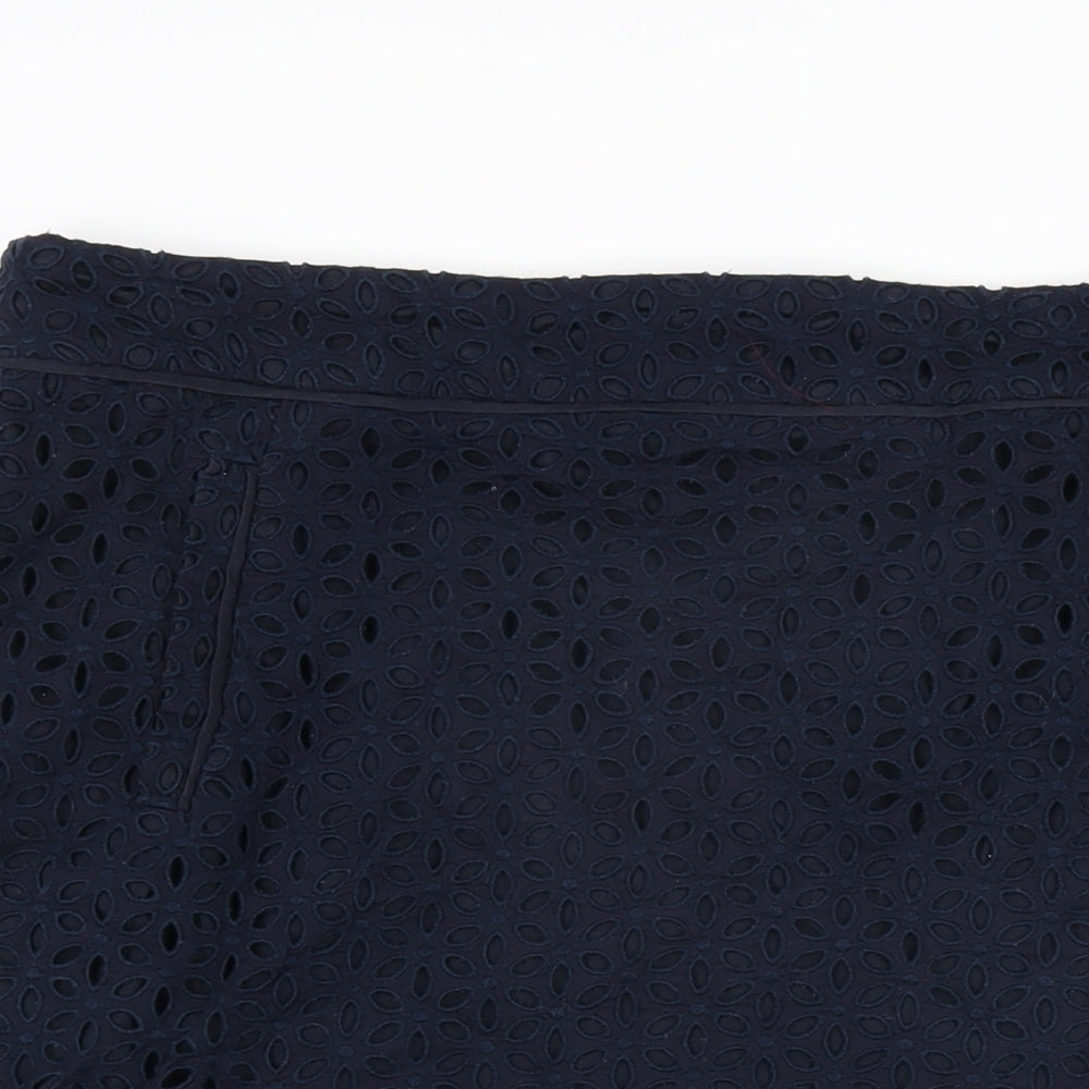 Autograph Womens Blue Floral Cotton Straight & Pencil Skirt Size 16 Zip