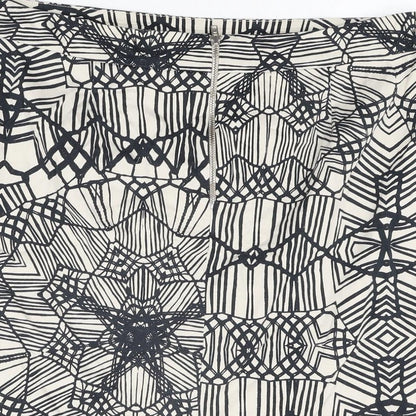 Marks and Spencer Womens Ivory Geometric Cotton Straight & Pencil Skirt Size 14 Zip