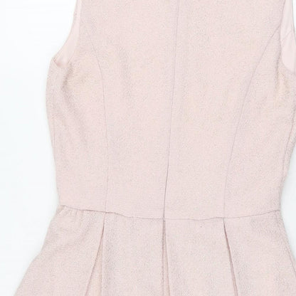 FOREVER 21 Womens Pink Polyester Skater Dress Size S Round Neck Zip