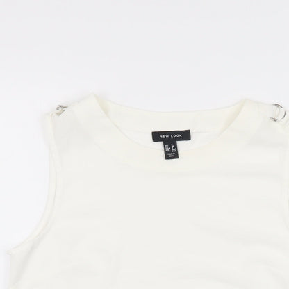 Womens UK Size 8 New Look White Basic T-Shirt