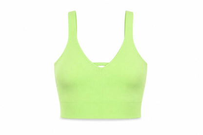 Pink Woman Womens Green Polyester Cropped T-Shirt Size XS V-Neck