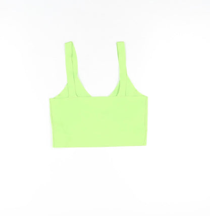 Pink Woman Womens Green Polyester Cropped T-Shirt Size XS V-Neck