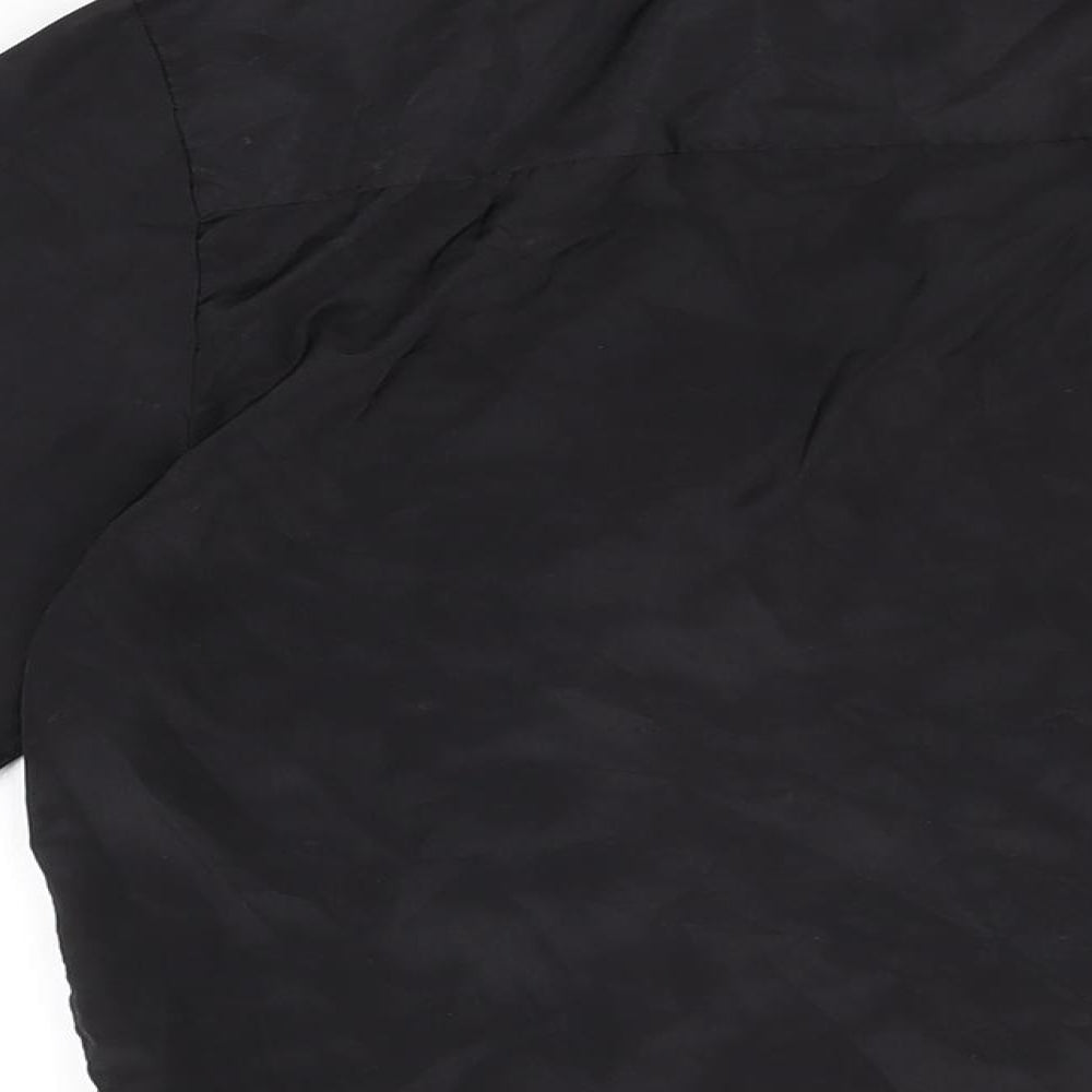 Boohoo Mens Black Geometric Polyester Button-Up Size M Collared Button