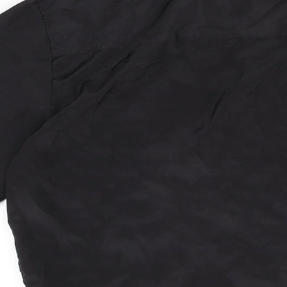 Boohoo Mens Black Geometric Polyester Button-Up Size M Collared Button