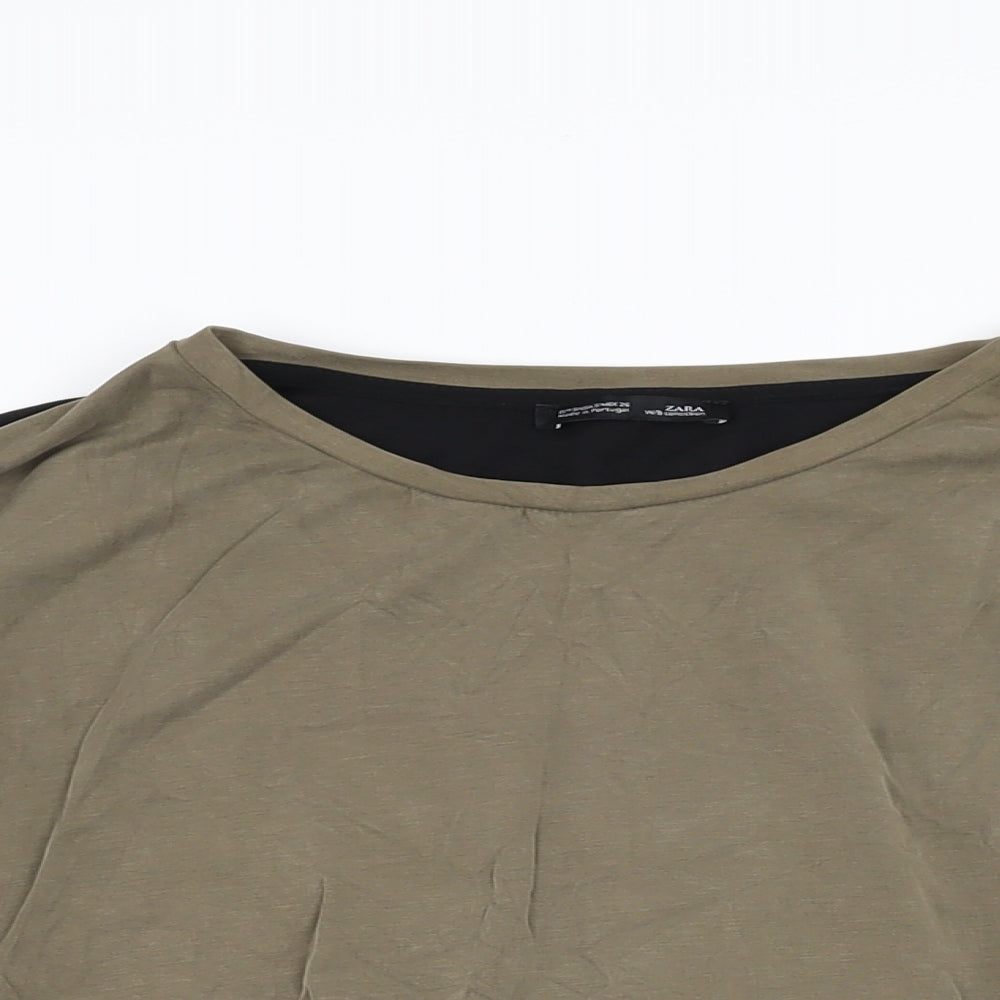 Womens UK Size S Zara Black Basic T-Shirt