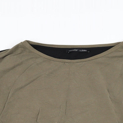 Womens UK Size S Zara Black Basic T-Shirt