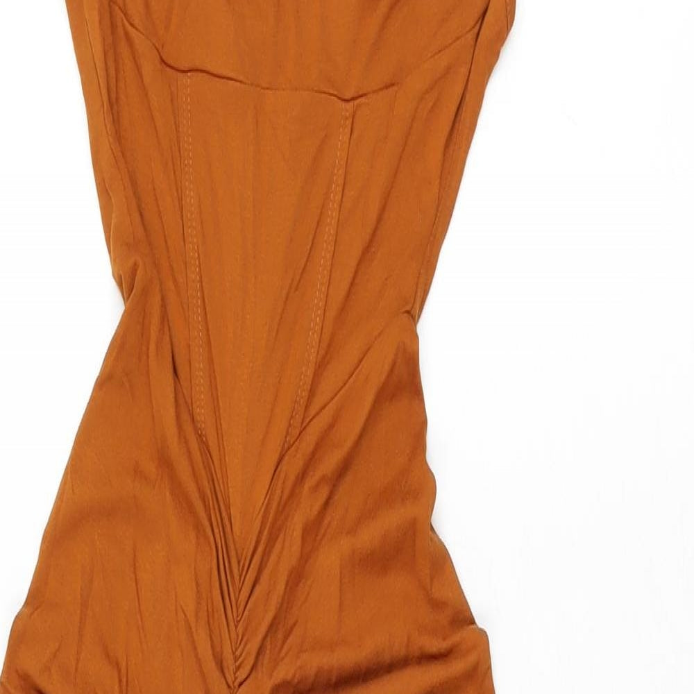 ASOS Womens Orange Viscose Bodycon Size 6 Square Neck Pullover