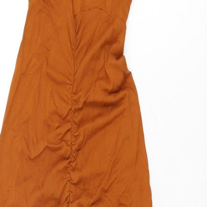 ASOS Womens Orange Viscose Bodycon Size 6 Square Neck Pullover