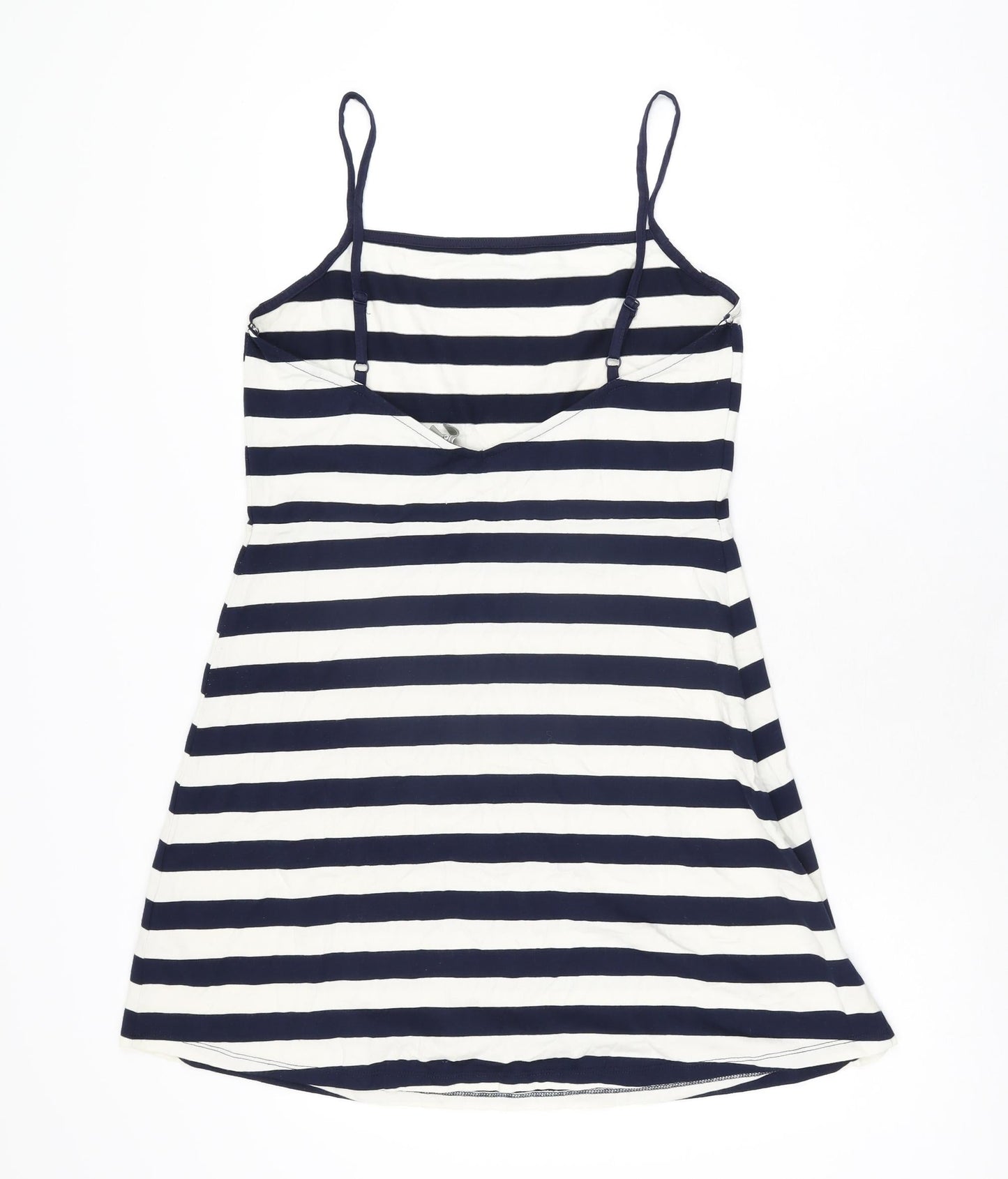 ASOS Womens White Striped Polyester Mini Size 16 Square Neck Pullover