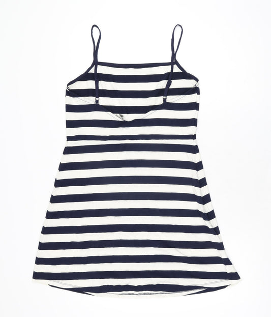 ASOS Womens White Striped Polyester Mini Size 16 Square Neck Pullover