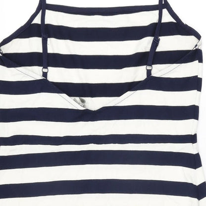 ASOS Womens White Striped Polyester Mini Size 16 Square Neck Pullover