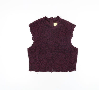 Womens UK Size 12 H&M Purple Cropped T-Shirt