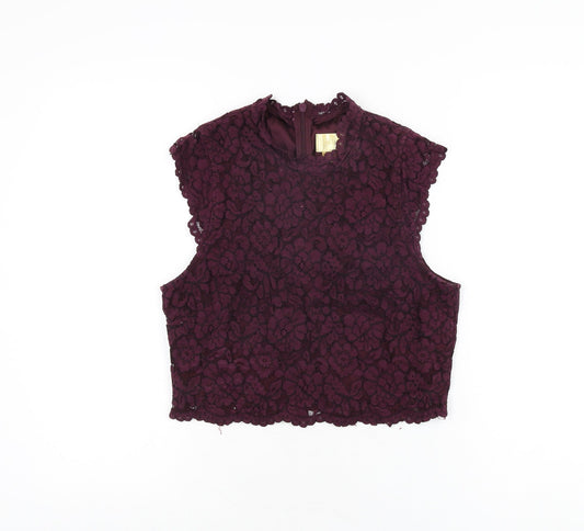 Womens UK Size 12 H&M Purple Cropped T-Shirt