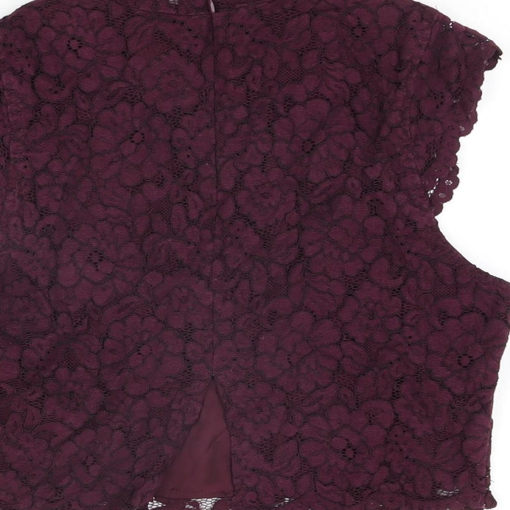 Womens UK Size 12 H&M Purple Cropped T-Shirt