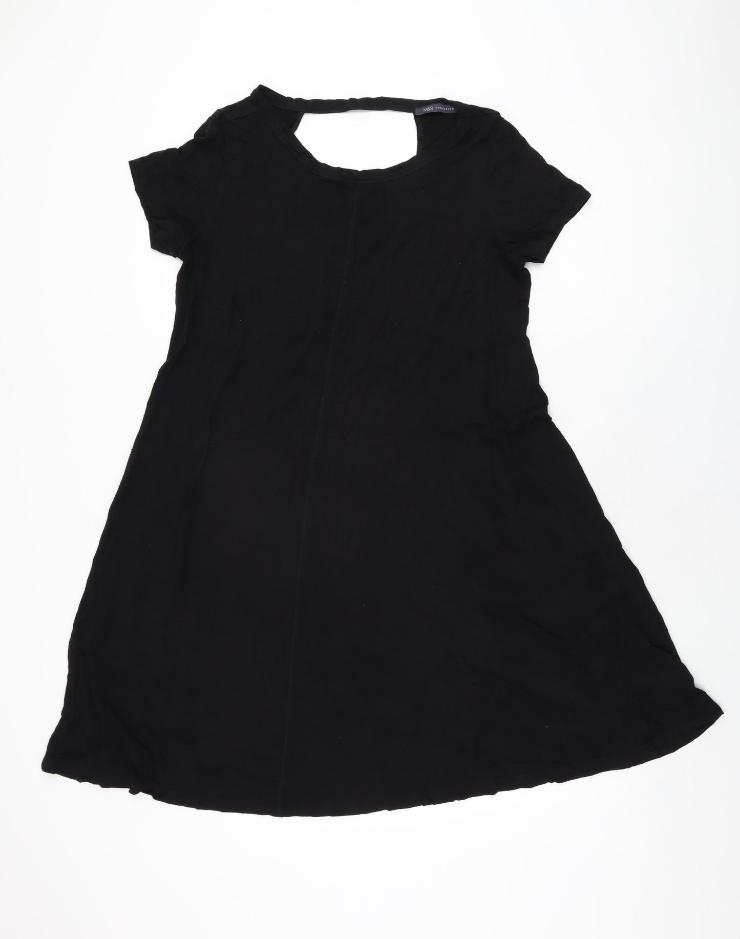 Marks and Spencer Womens Black Viscose Shift Size 14 Round Neck Pullover