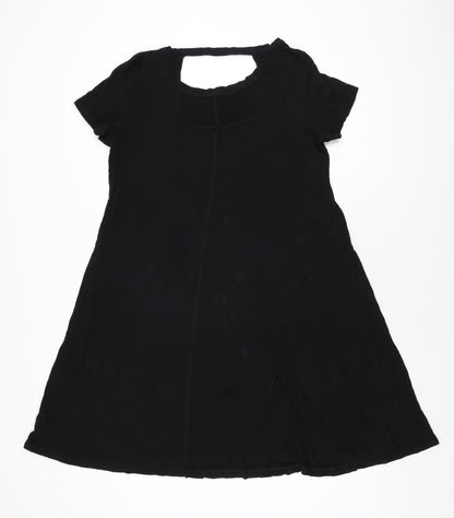 Marks and Spencer Womens Black Viscose Shift Size 14 Round Neck Pullover