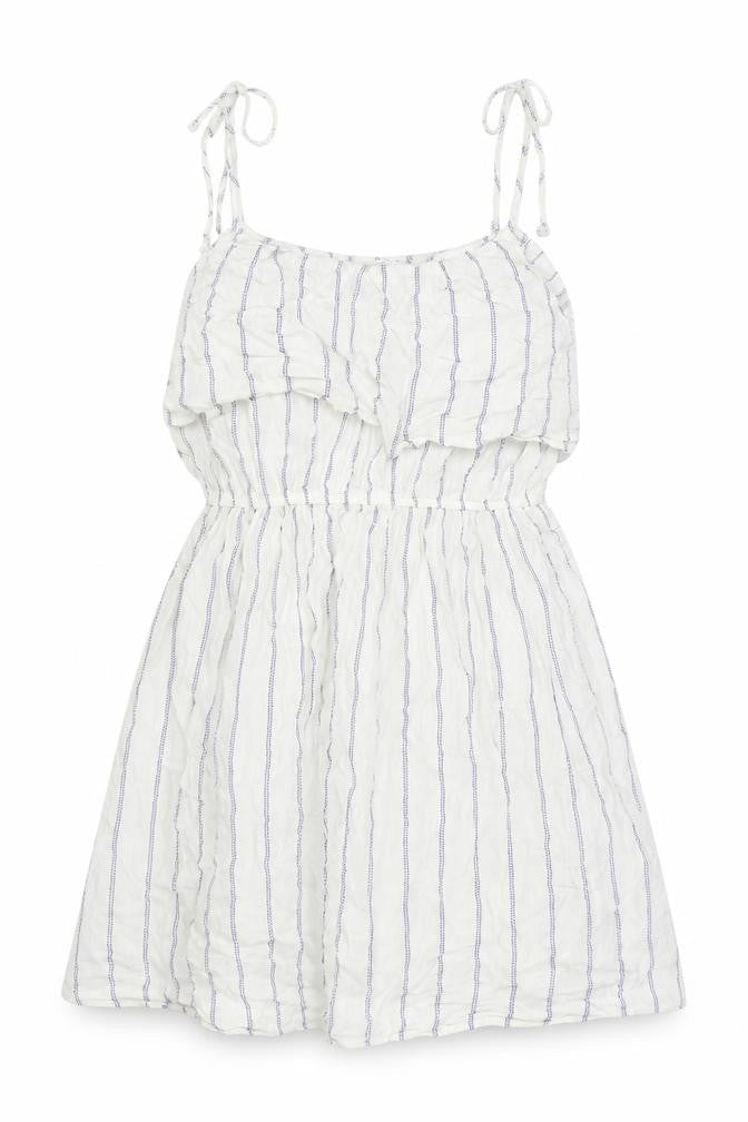 NEXT Womens White Striped Viscose Skater Dress Size 10 Square Neck Pullover
